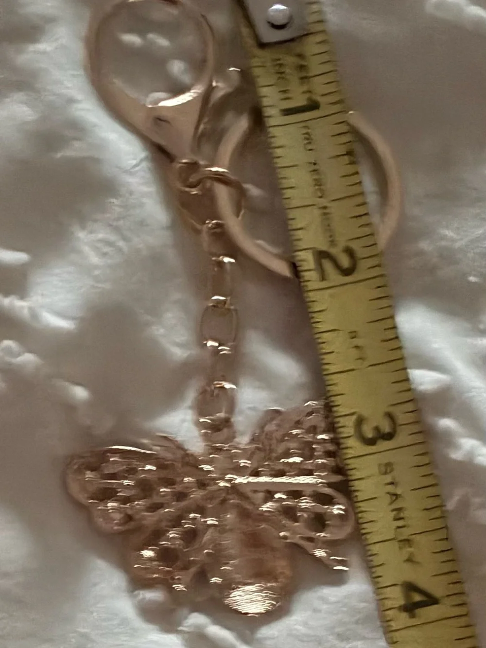 Gold Bee Keychain with Pink & White Enamel rhinestones bag charm back pack